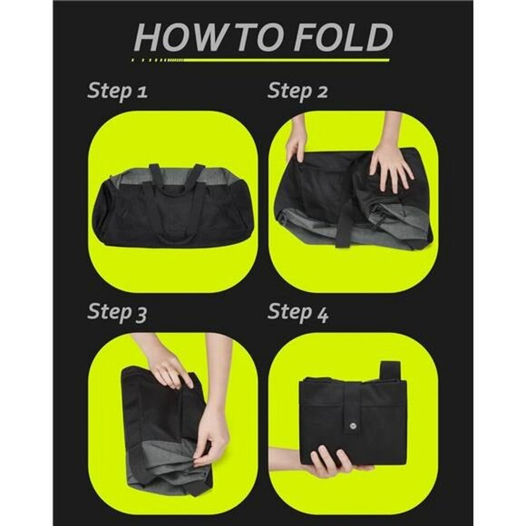 Gym Travel Duffel Bag Foldable Lightweight Weekender With Shoe Compartment - Picture 6 of 7